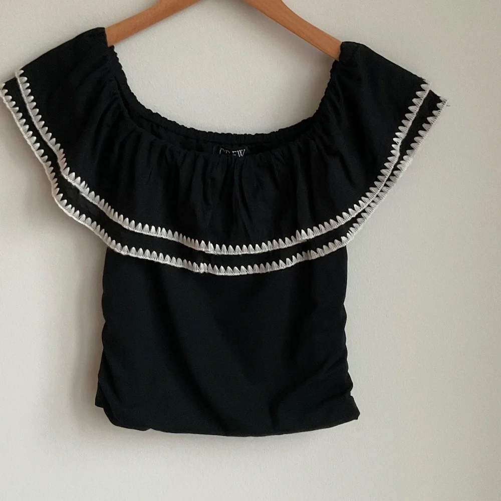 J. Crew Black Off The Shoulder Ruffle Top - Various Size